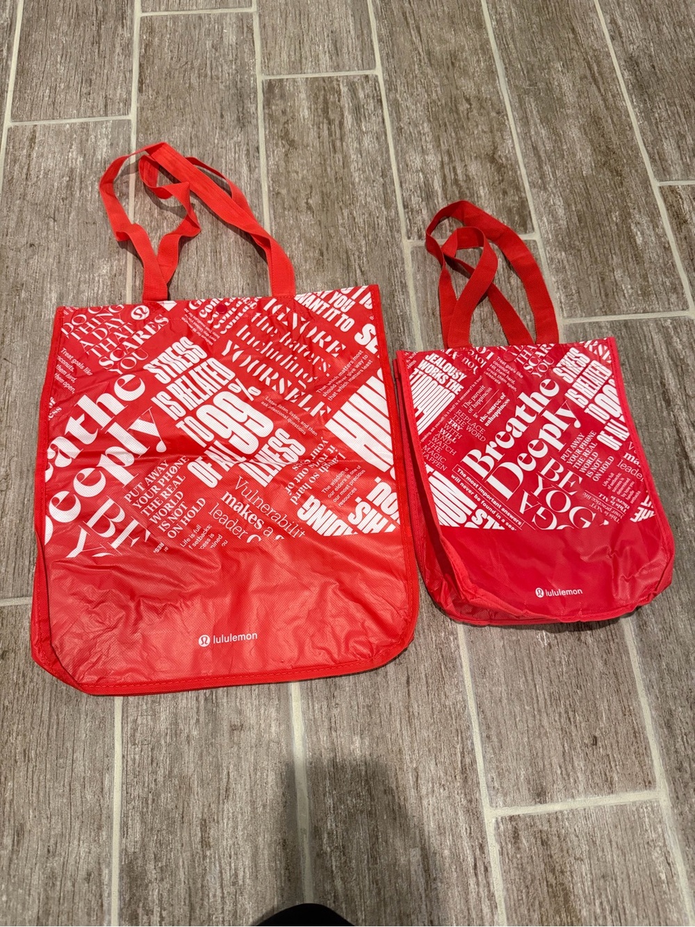 LULULEMON ATHLETICA WHITE RED tote shopping reusable bags